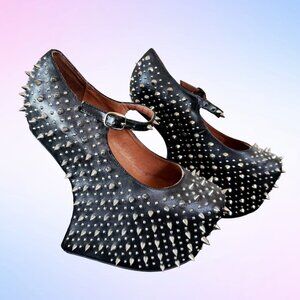 JEFFREY CAMPBELL PRICKLY SPIKE PLATFORM SHOES in BLACK